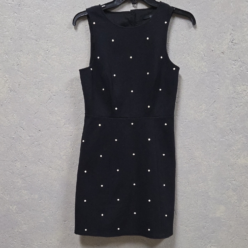 Tibi Black Mini Dress with White Bead Accents And Cutout Back Sz 4